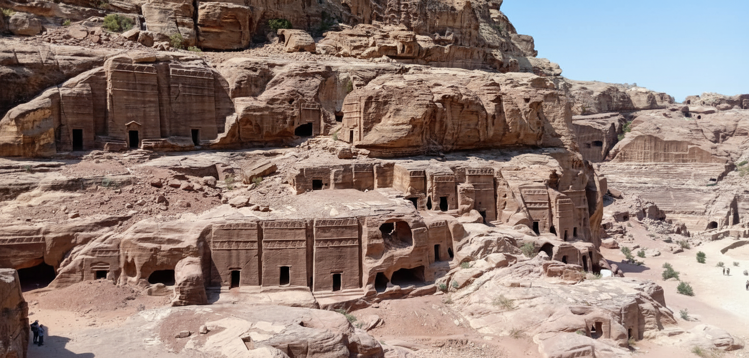 File:Royal tombs in Petra archaeological park, Jordan.jpg (Wikimedia Commons - image/jpeg)